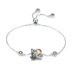 Pulsera de plata con abeja reina