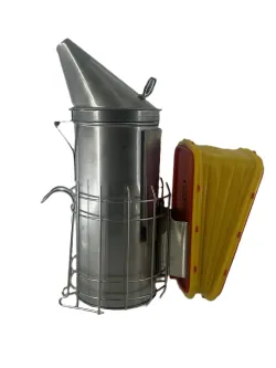 Stainless steel smoker for beekeeping  with high beak cm 24  diameter cm 10 with protection with qi m34 bellows