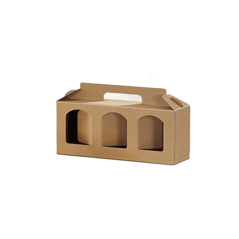 CARDBOARD BOX for 3 honey jars of 500g (brown)