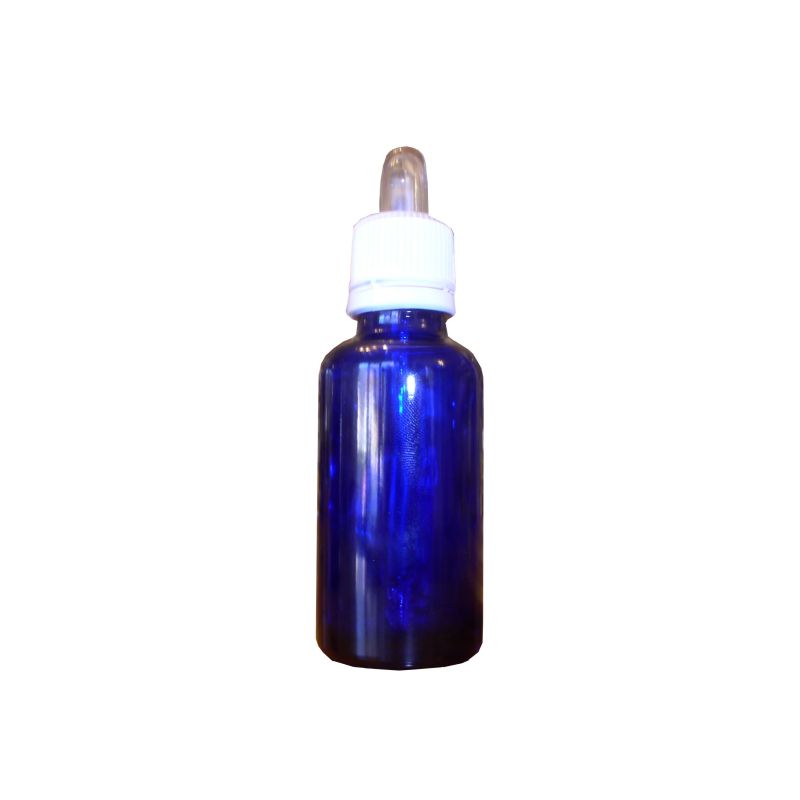 FLACONE IN VETRO BLU ROTONDO CON CONTAGOCCE 10 ml