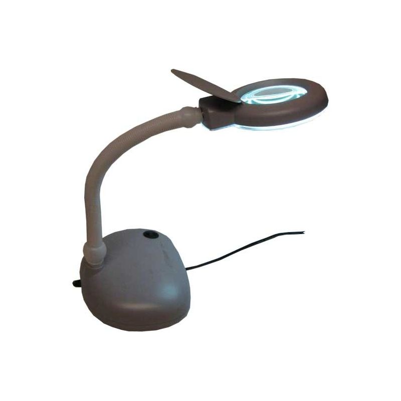 Table lamp with magnifying glass