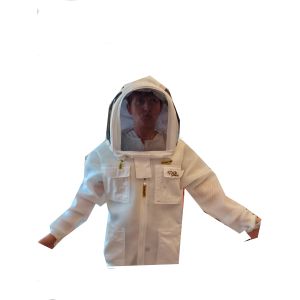 Blouson en maille aérée avec  chapeau d'astronaute amovible pour l'apiculture - couleur blanc