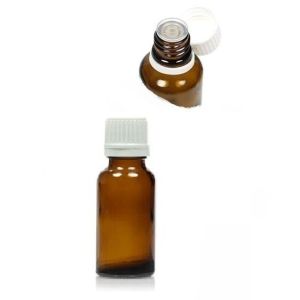 FLACONE ROTONDO  IN VETRO GIALLO 10 ML CON CONTAGOCCE RASO BOCCA E CAPSULA CON SICUREZZA