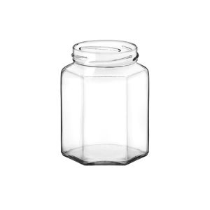 VASO in vetro ESAGONALE 314 ml con capsula TWIST-OFF  T63