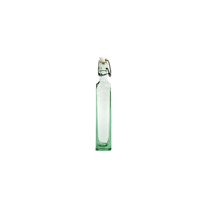 100 ml Weißglasflasche mit quadratischem Boden und mechanischem Stopfen