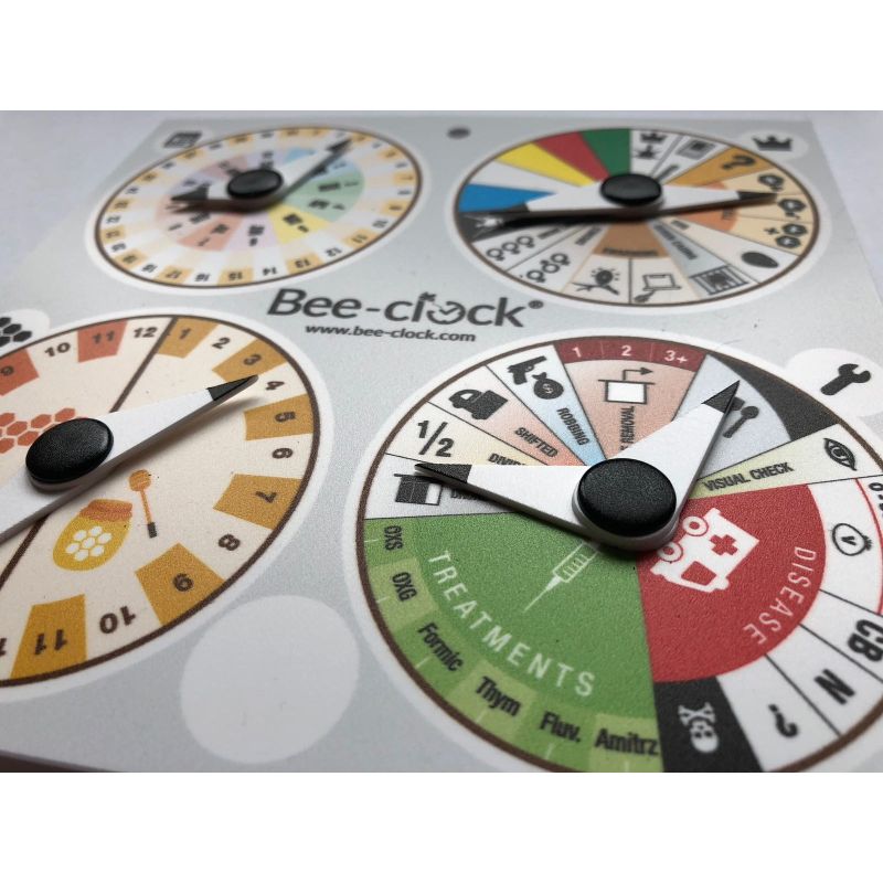 Bee clock calendar discs for apiary work