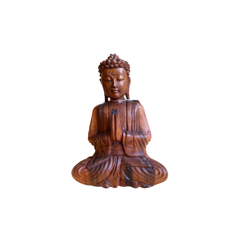 Bouddha en bois de 20 cm (position spéciale de la main "c" sembah)