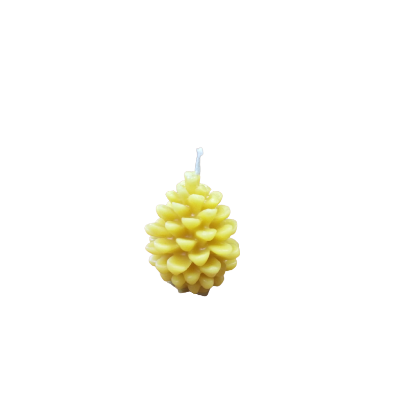 Open pine cone beeswax candle