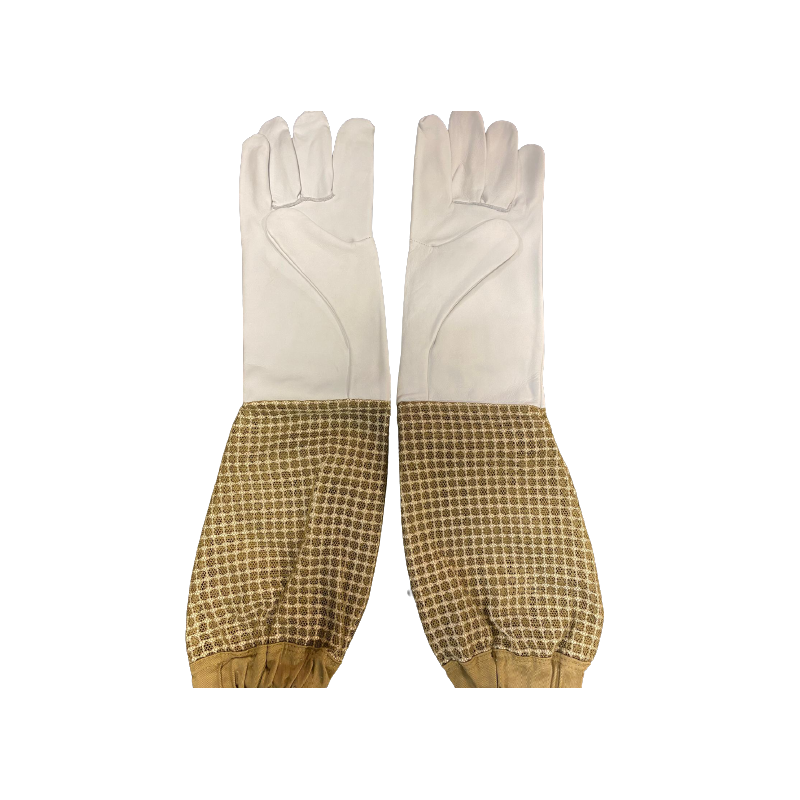 Leather gloves for beekeeping, professional and ventilated