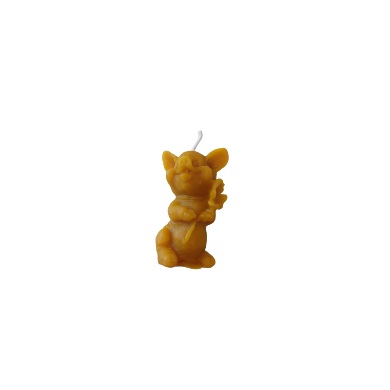 BEESWAX CANDLE PIG WITH FOUR-LEAF CLOVER