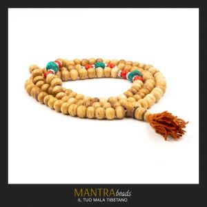 Mala de hueso con turquesa - mantrabeads