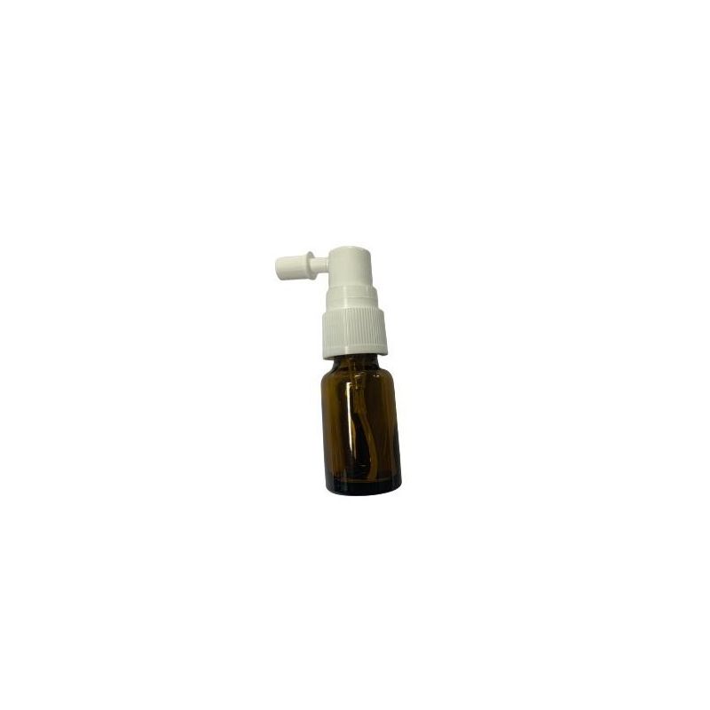 Gelbe Glasrundflasche mit kurzem Kehlkopfspray 5 ml