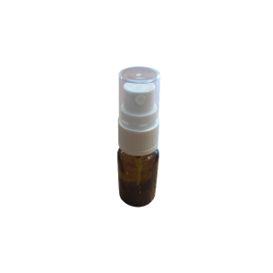 Yellow glass round bottle with atomizer spray 5 ml