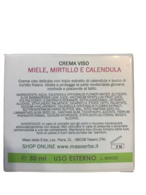 Crema facial miel, arándanos y caléndula - 50 ml